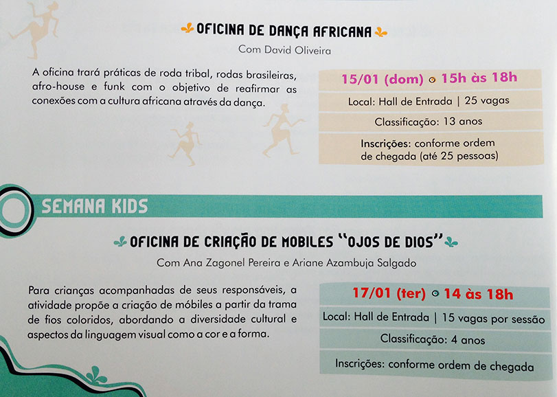 Oficina de dança Africana e Oficina de Criação de Mobiles 