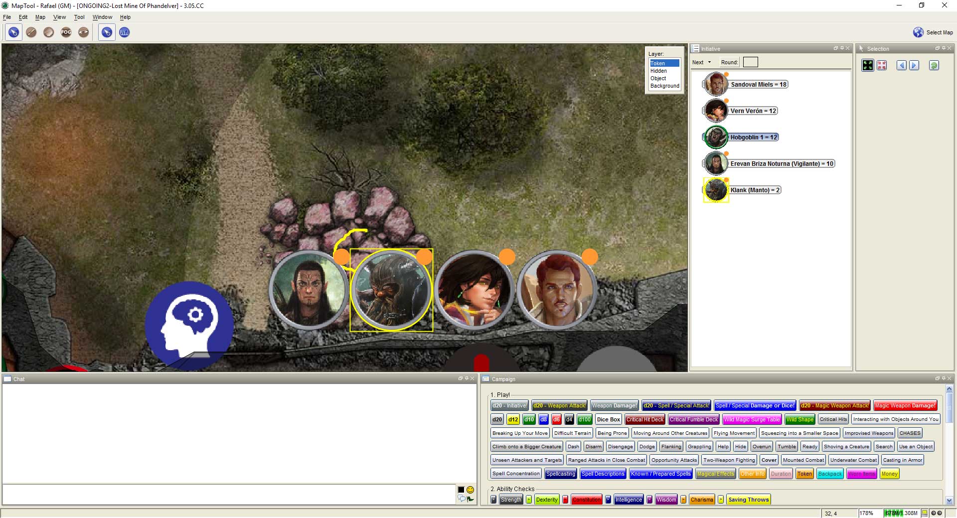 Imagem do Maptool - Equipe Rolling Stones entrando no Castelo do Rei Grol