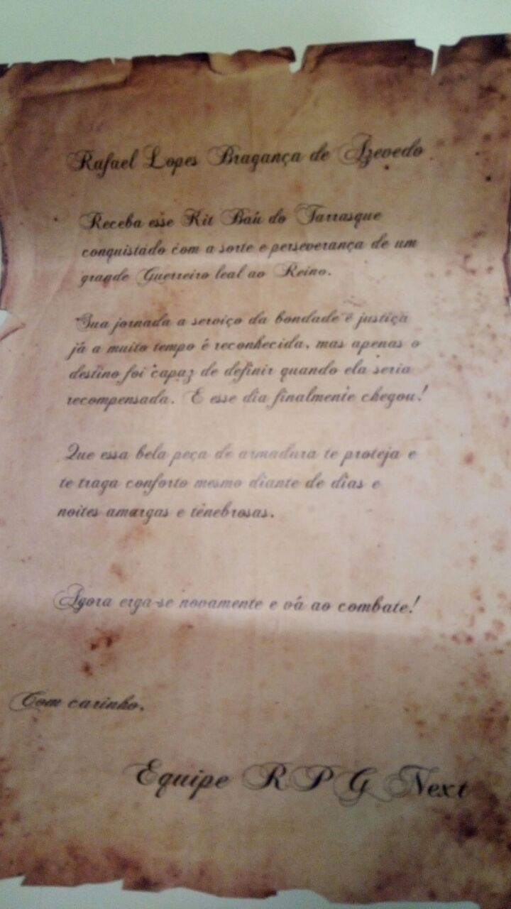 Carta - Kit Baú do Tarrasque de Rafael Lopes